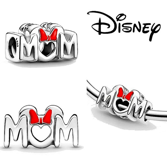 Sterling Silver Minnie Mom Initial Charm Disney - Picture 1 of 1